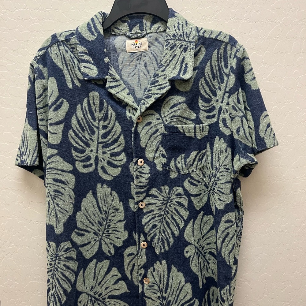 Marine Layer Terry Cloth Button-Down Resort Shirt
